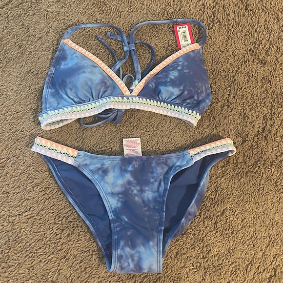 Target Other - Xhilaration (target) swimsuit blue and white tie-dye- top and bottom are size S
